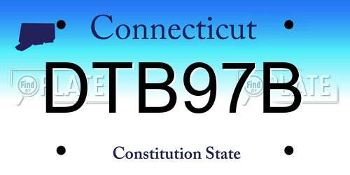 DTB97B Connecticut License Plate