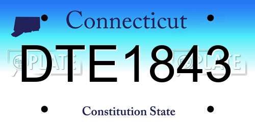 DTE1843 Connecticut License Plate