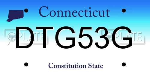 DTG53G Connecticut License Plate