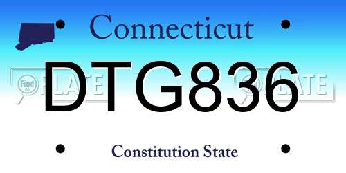DTG836 Connecticut License Plate