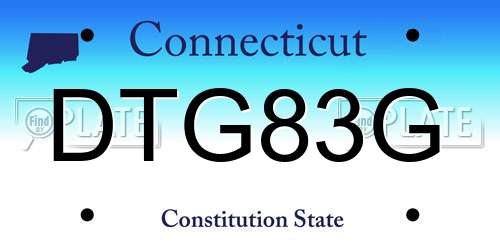 DTG83G Connecticut License Plate