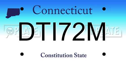 DTI72M Connecticut License Plate