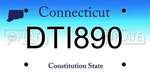 DTI890 Connecticut License Plate