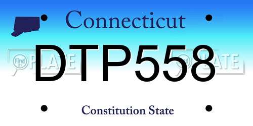DTP558 Connecticut License Plate