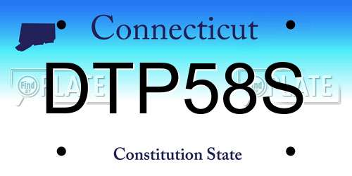 DTP58S Connecticut License Plate