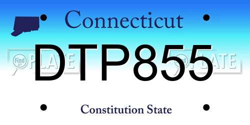 DTP855 Connecticut License Plate
