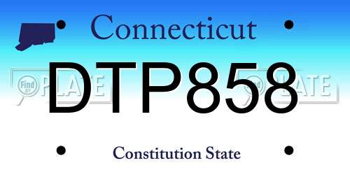 DTP858 Connecticut License Plate
