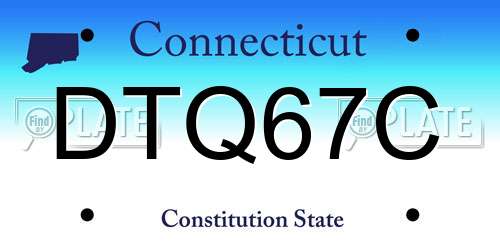 DTQ67C Connecticut License Plate