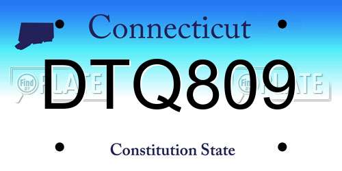 DTQ809 Connecticut License Plate