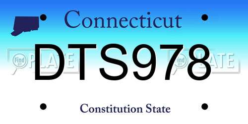 DTS978 Connecticut License Plate