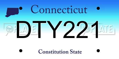 DTY221 Connecticut License Plate
