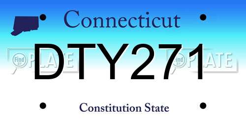 DTY271 Connecticut License Plate