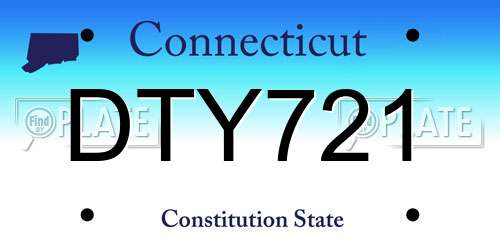 DTY721 Connecticut License Plate