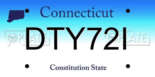 DTY72I Connecticut License Plate