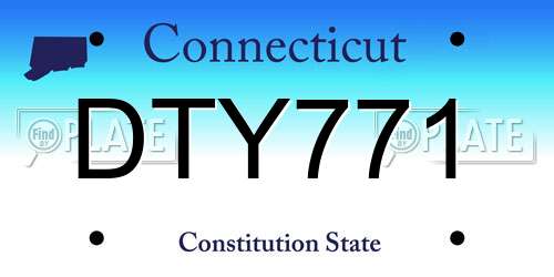 DTY771 Connecticut License Plate