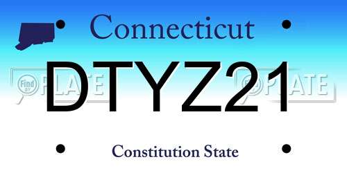 DTYZ21 Connecticut License Plate