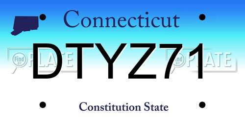 DTYZ71 Connecticut License Plate