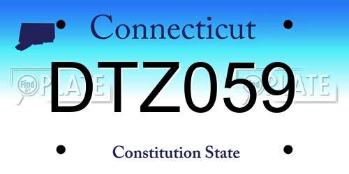 DTZ059 Connecticut License Plate