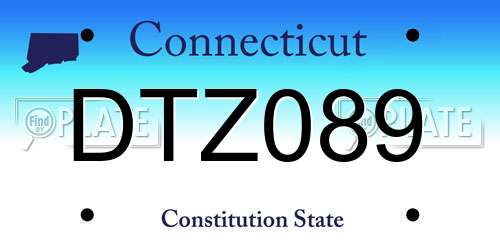 DTZ089 Connecticut License Plate