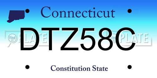 DTZ58C Connecticut License Plate