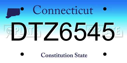 DTZ6545 Connecticut License Plate