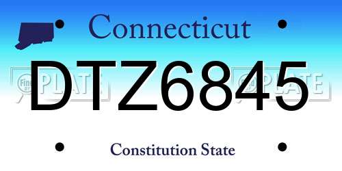 DTZ6845 Connecticut License Plate