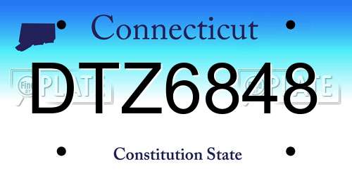 DTZ6848 Connecticut License Plate