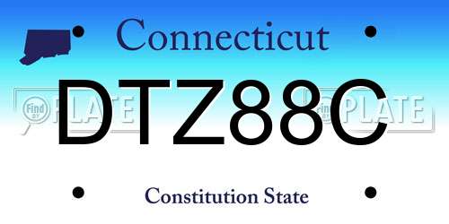 DTZ88C Connecticut License Plate