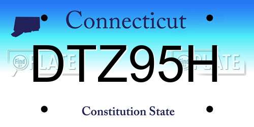 DTZ95H Connecticut License Plate