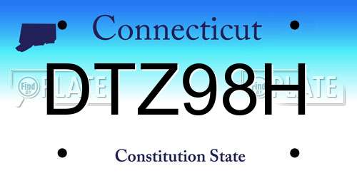 DTZ98H Connecticut License Plate