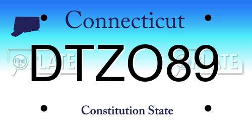 DTZO89 Connecticut License Plate