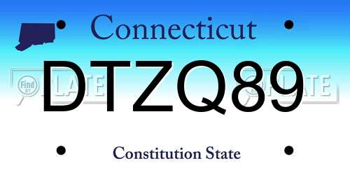DTZQ89 Connecticut License Plate