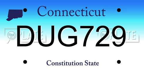 DUG729 Connecticut License Plate