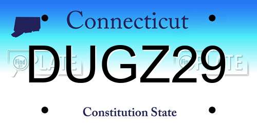 DUGZ29 Connecticut License Plate