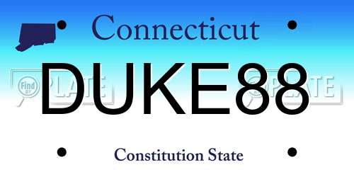 DUKE88 Connecticut License Plate