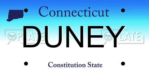 DUNEY Connecticut License Plate