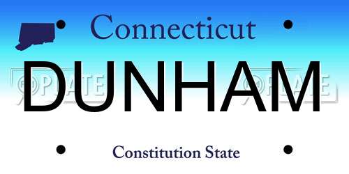 DUNHAM Connecticut License Plate