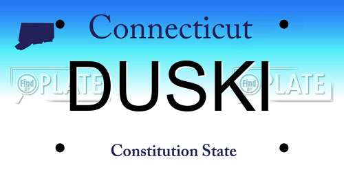 DUSKI Connecticut License Plate