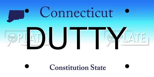 DUTTY Connecticut License Plate