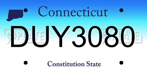 DUY3080 Connecticut License Plate