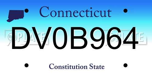DV0B964 Connecticut License Plate