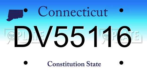 DV55116 Connecticut License Plate