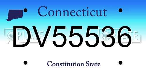 DV55536 Connecticut License Plate