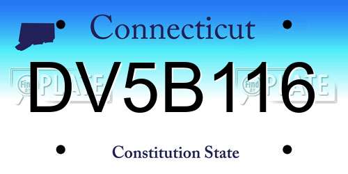 DV5B116 Connecticut License Plate