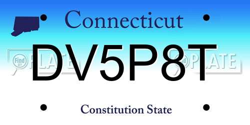 DV5P8T Connecticut License Plate