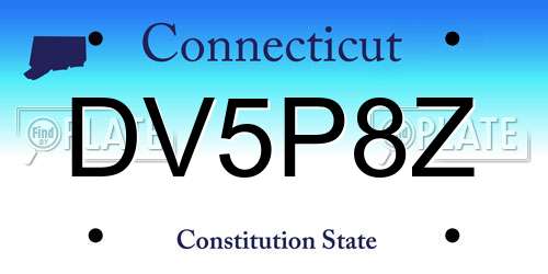DV5P8Z Connecticut License Plate