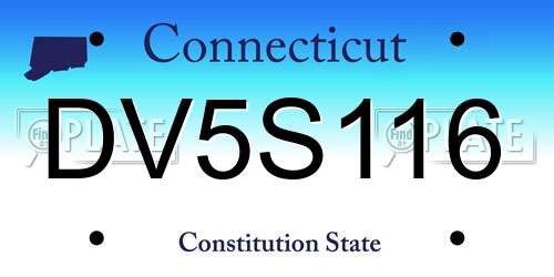 DV5S116 Connecticut License Plate