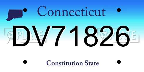DV71826 Connecticut License Plate