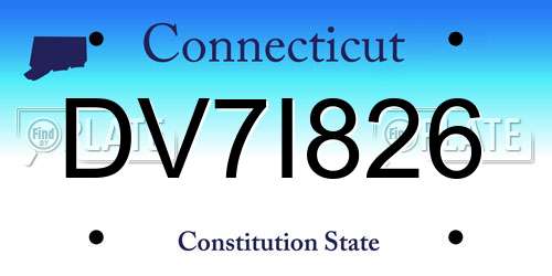 DV7I826 Connecticut License Plate