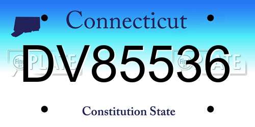 DV85536 Connecticut License Plate